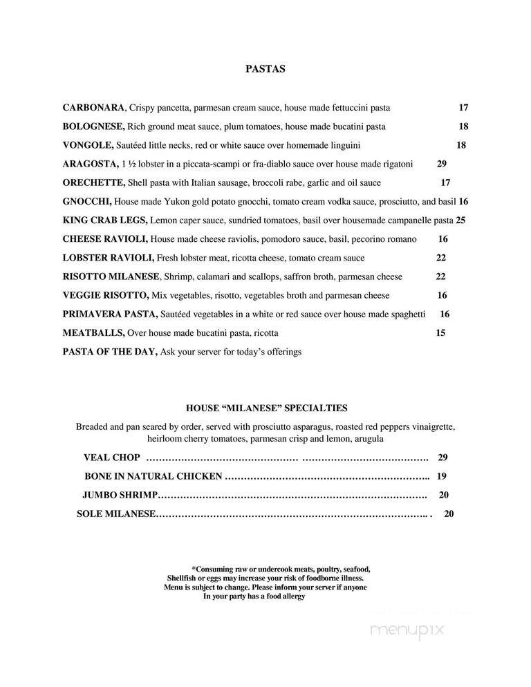 Ristorante Milanese - Hyannis, MA menu_pic