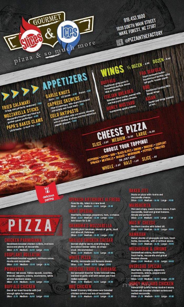Slices & Ices - Wake Forest, NC menu_pic