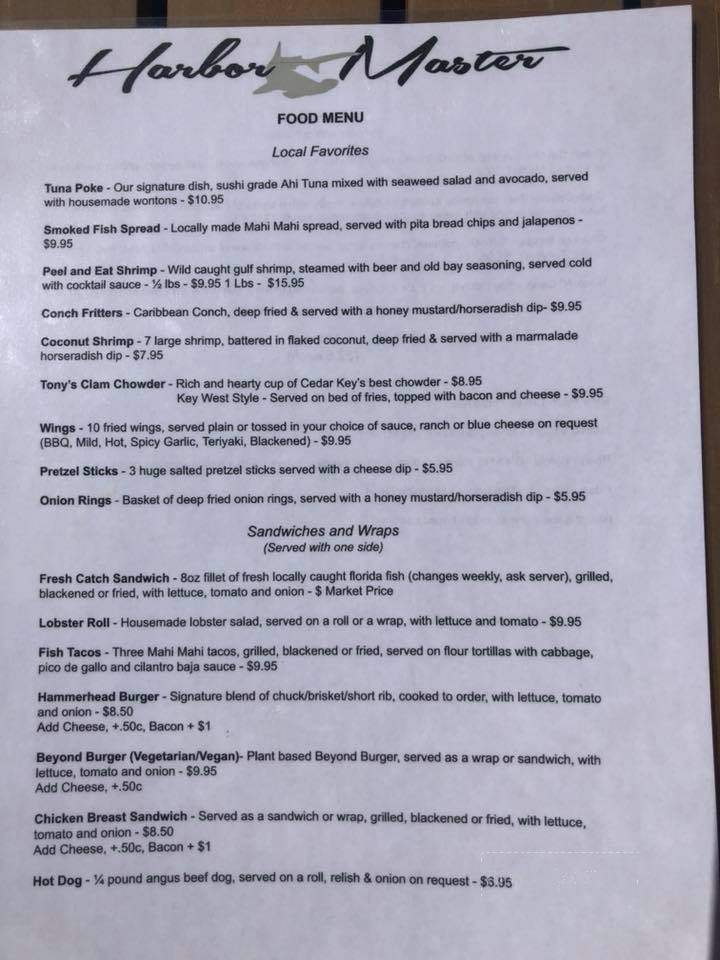 Harbor Master Tiki Grille - Saint Petersburg, FL menu_pic