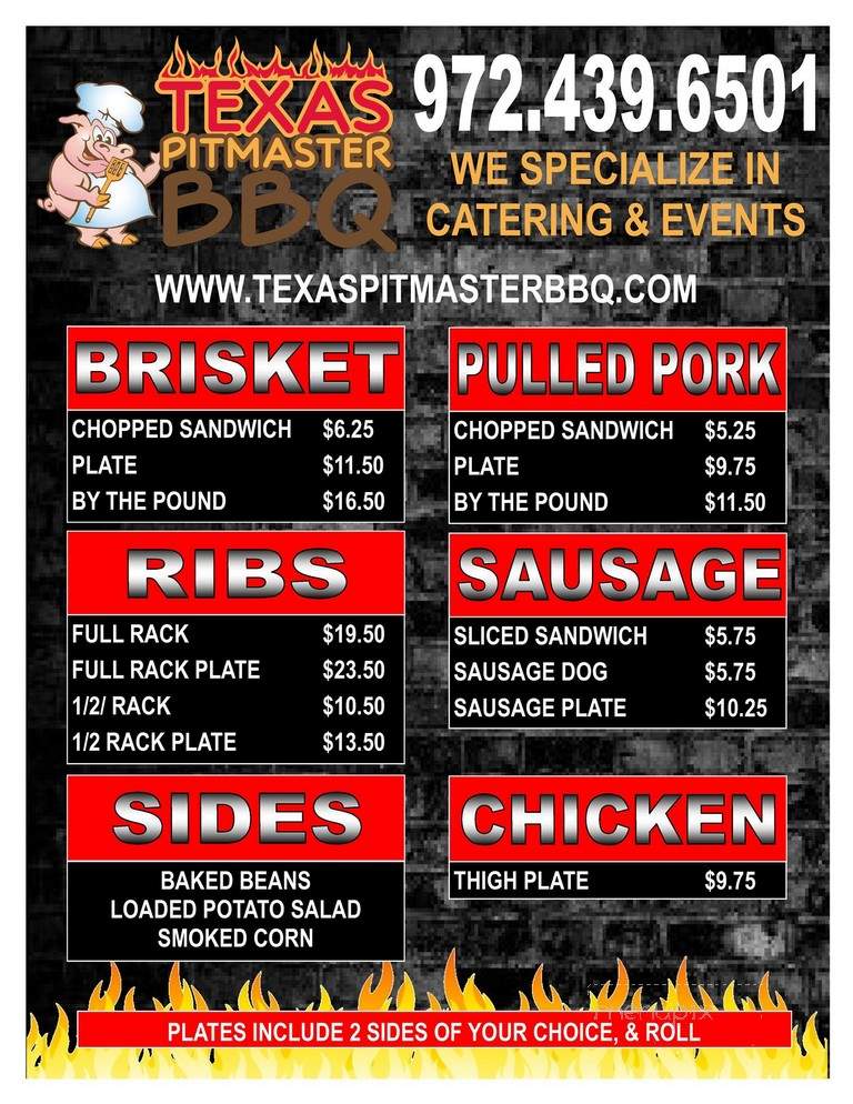 Texas Pitmaster BBQ - Hattiesburg, MS menu_pic