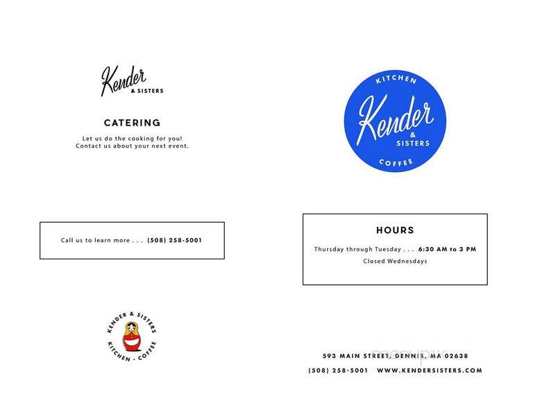 Kender & Sisters Kitchen + Coffee - Dennis, MA menu_pic