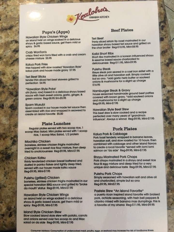 Kealoha Hawaiian Kitchen - Humble, TX menu_pic