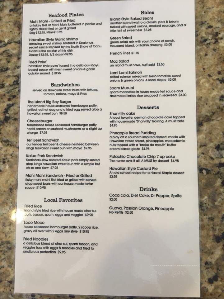 Kealoha Hawaiian Kitchen - Humble, TX menu_pic