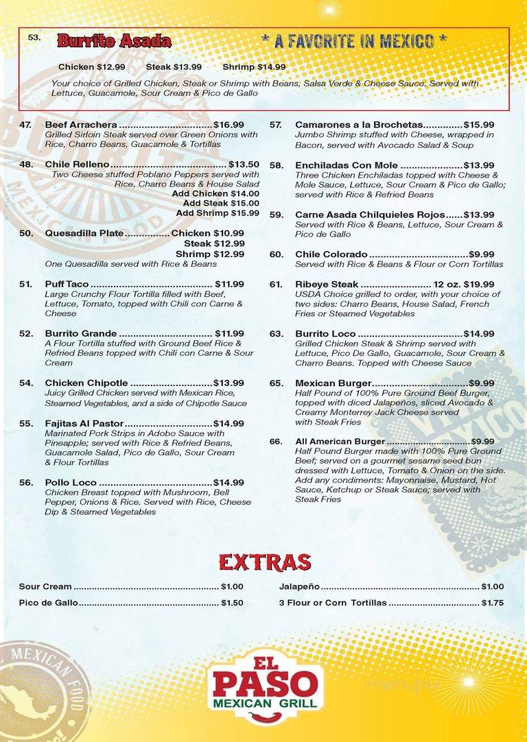 El Paso Mexican Grill - Milton, FL menu_pic