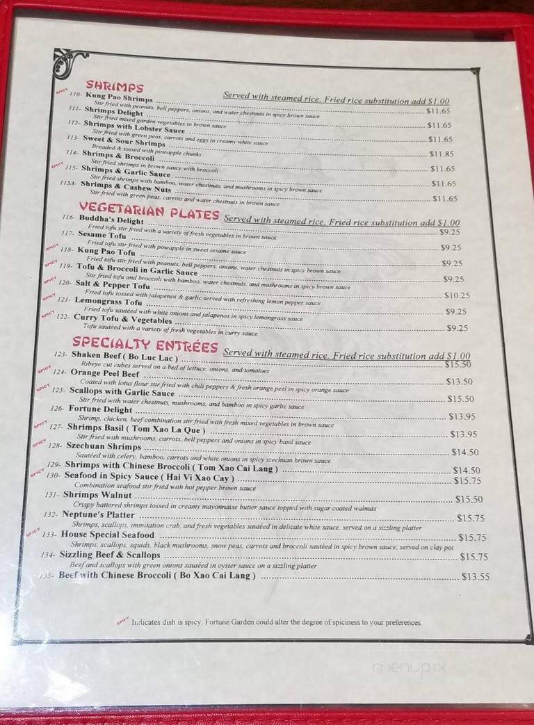 Online Menu Of Fortune Garden Georgetown Tx