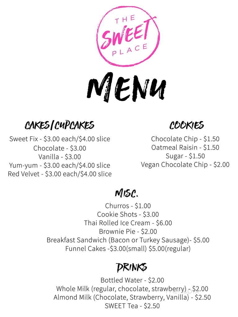 The Sweet Place - Cincinnati, OH menu_pic
