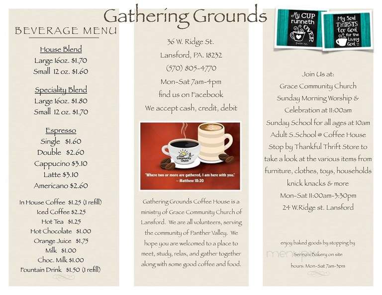 Gathering Grounds Coffee House - Lansford, PA menu_pic