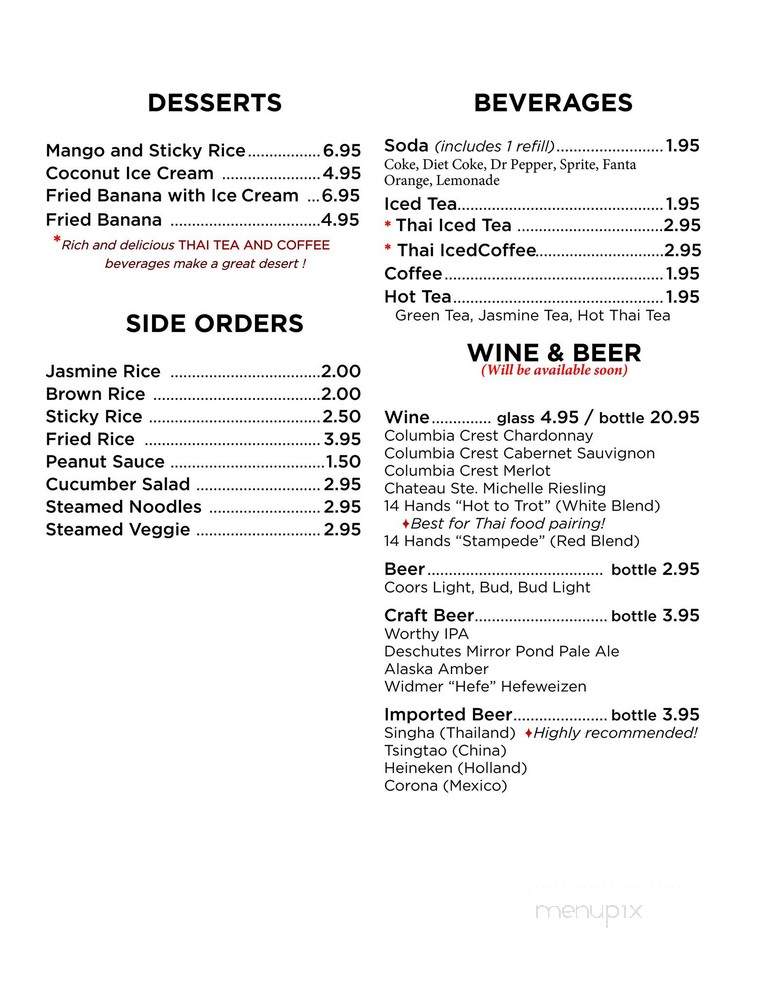 Thai Fresh Gardens and Sushi - La Grande, OR menu_pic