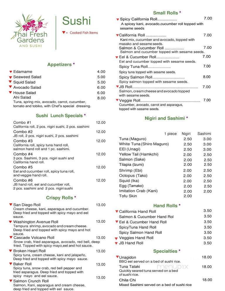 Thai Fresh Gardens and Sushi - La Grande, OR menu_pic