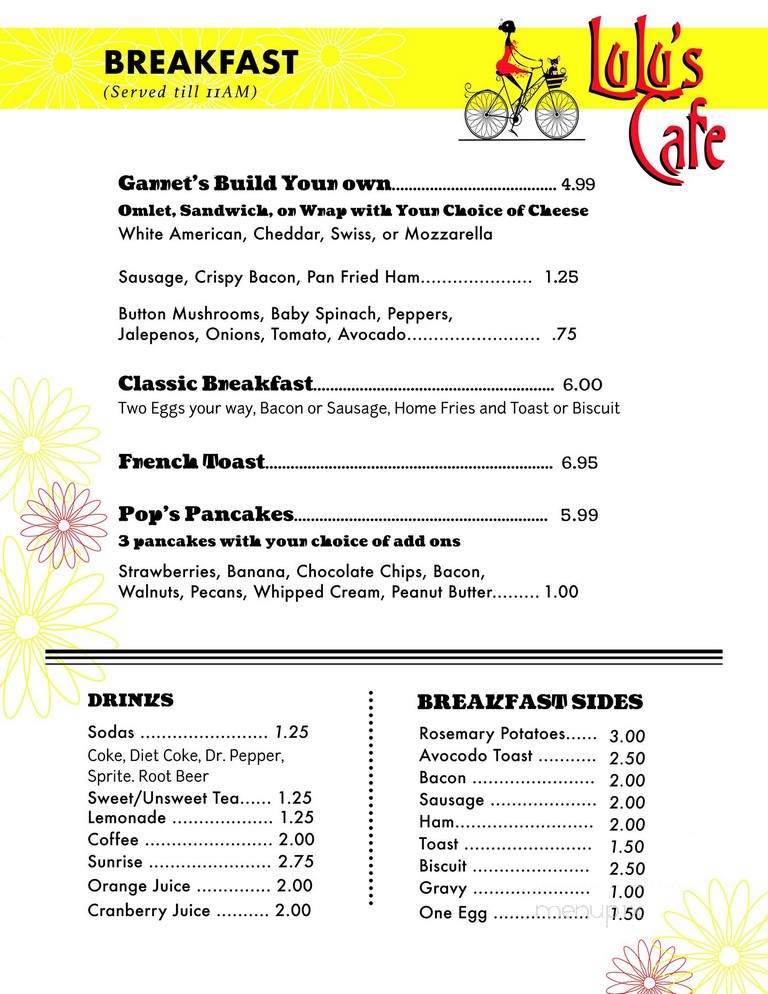 Lulu's Cafe - Watertown, TN menu_pic
