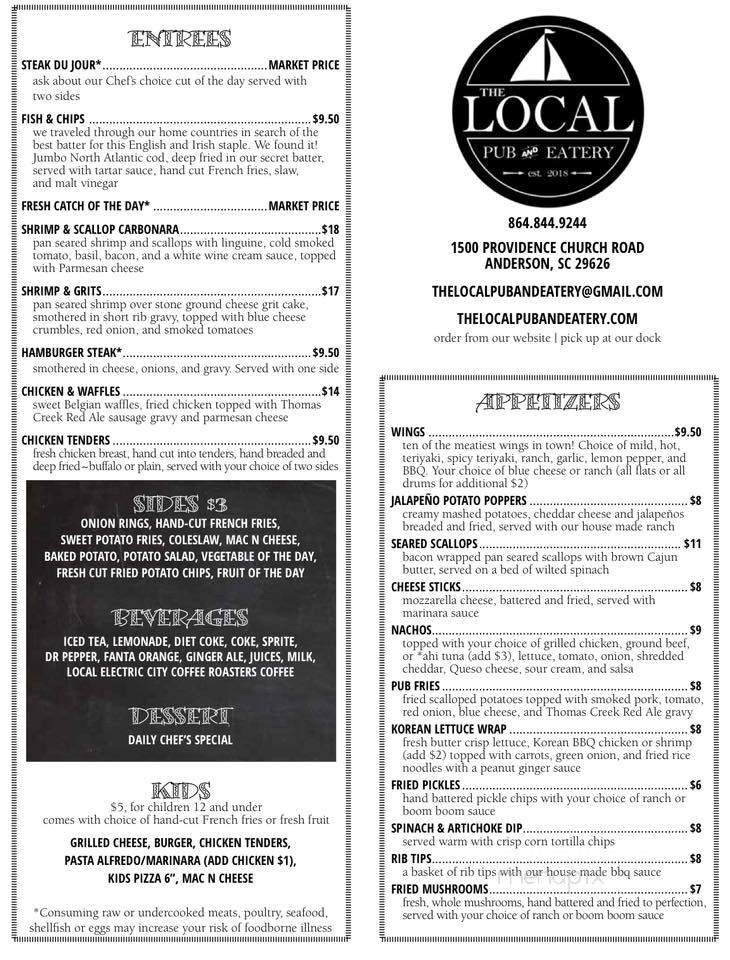The Local Pub and Eatery - Anderson, SC menu_pic
