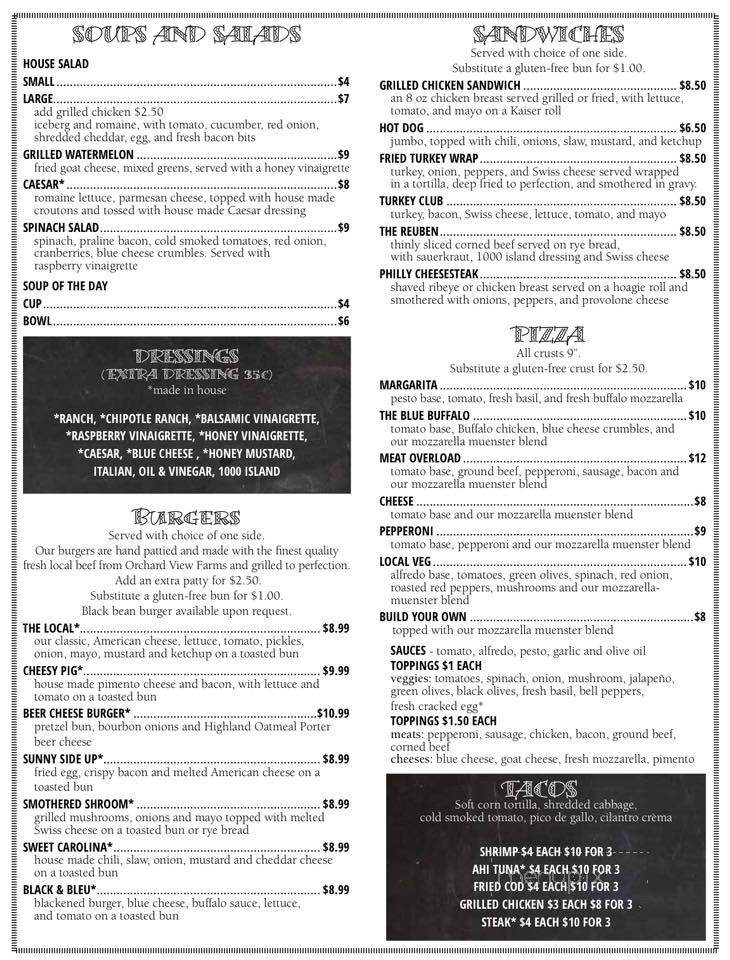 The Local Pub and Eatery - Anderson, SC menu_pic