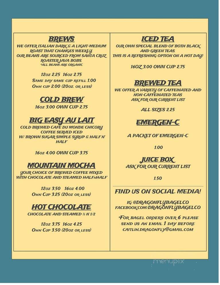 Dragonfly Bagel - South Lake Tahoe, CA menu_pic
