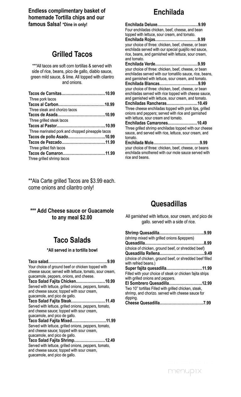 El Sombrero - Olean, NY menu_pic