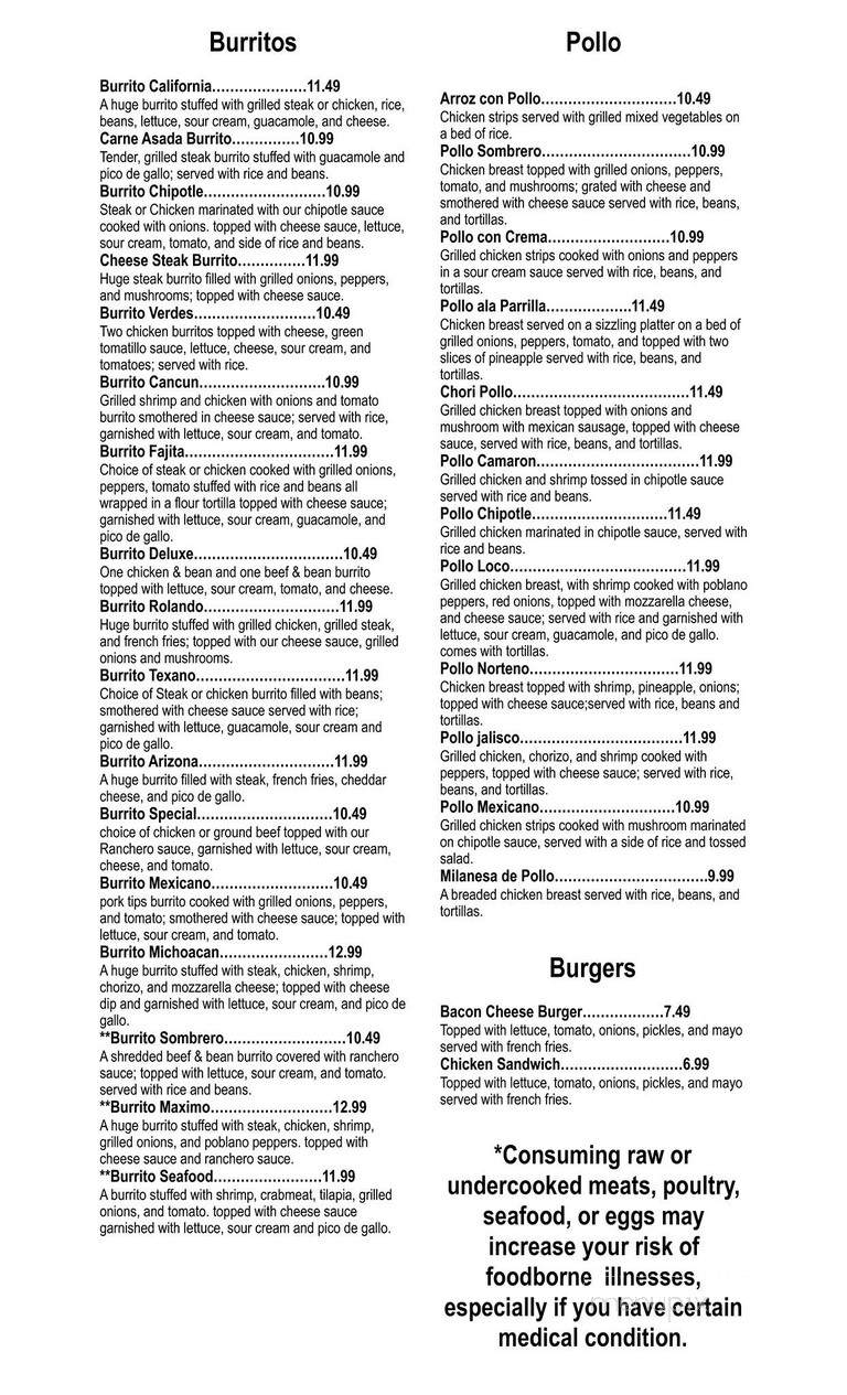 El Sombrero - Olean, NY menu_pic
