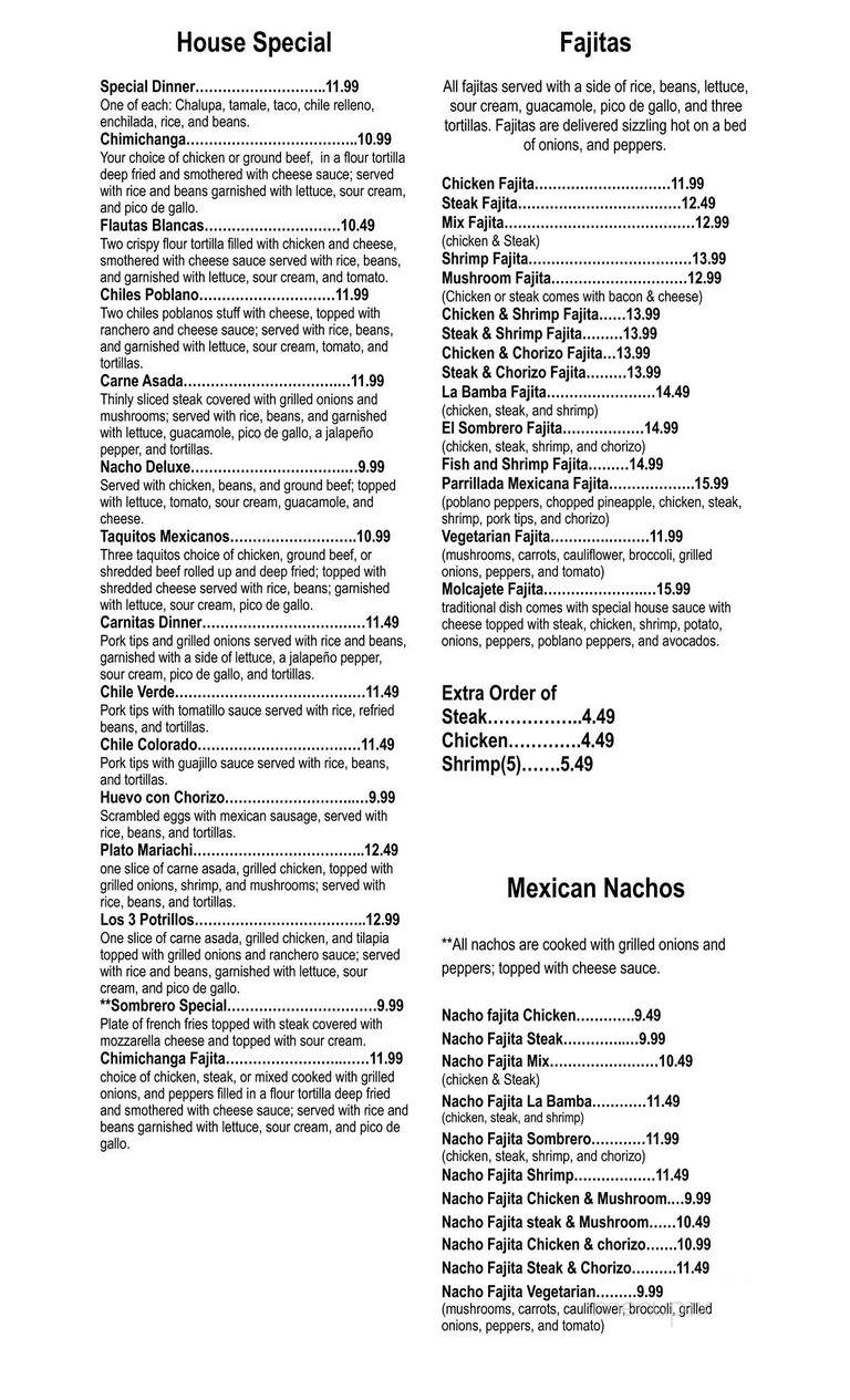 El Sombrero - Olean, NY menu_pic