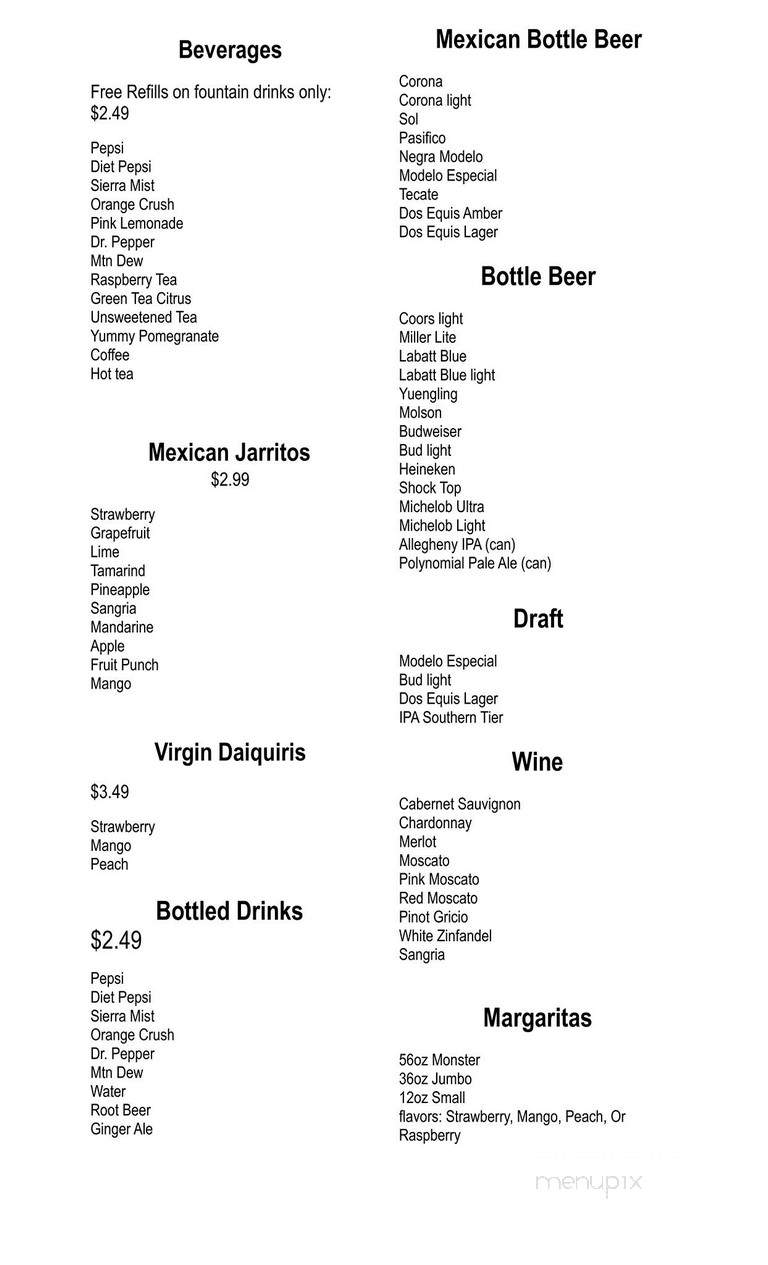 El Sombrero - Olean, NY menu_pic