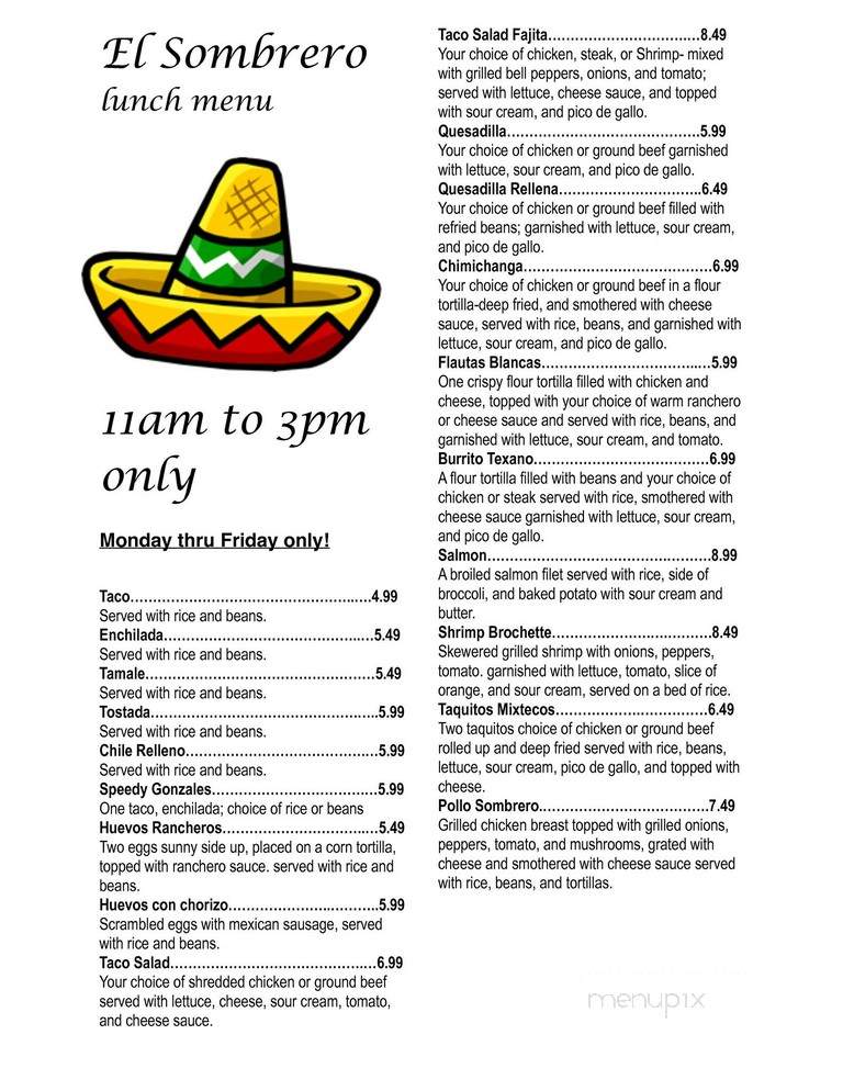 El Sombrero - Olean, NY menu_pic
