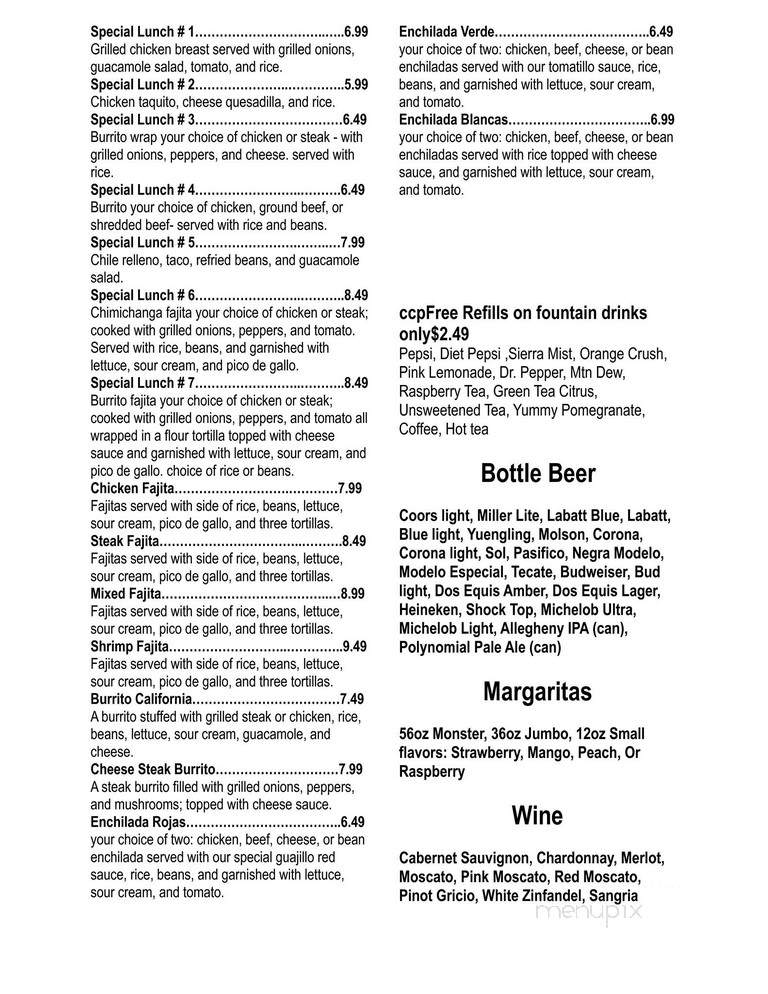 El Sombrero - Olean, NY menu_pic