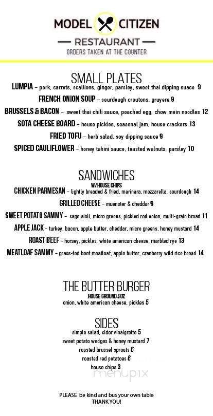 Model Citizen Restaurant - New London, MN menu_pic