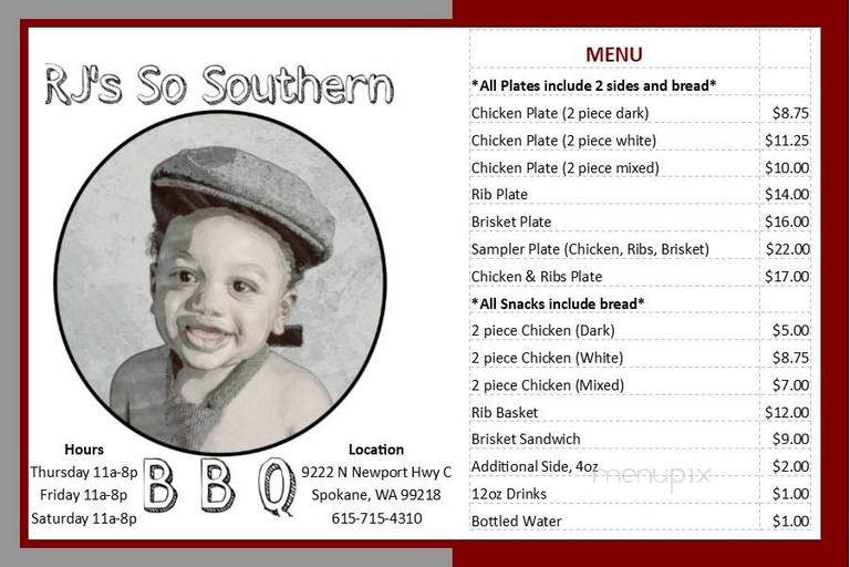 RJ's So Southern BBQ & Catering - Spokane, WA menu_pic