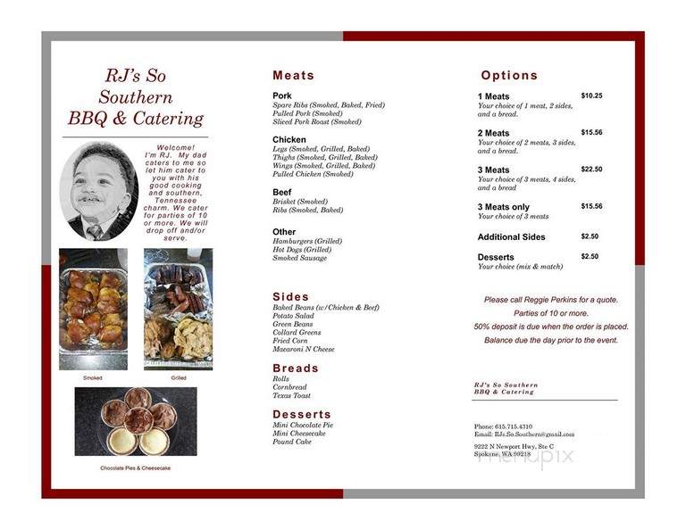 RJ's So Southern BBQ & Catering - Spokane, WA menu_pic