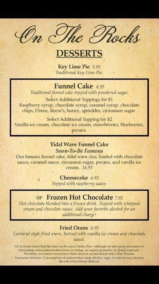 On The Rocks - Atlantic Beach, NC menu_pic