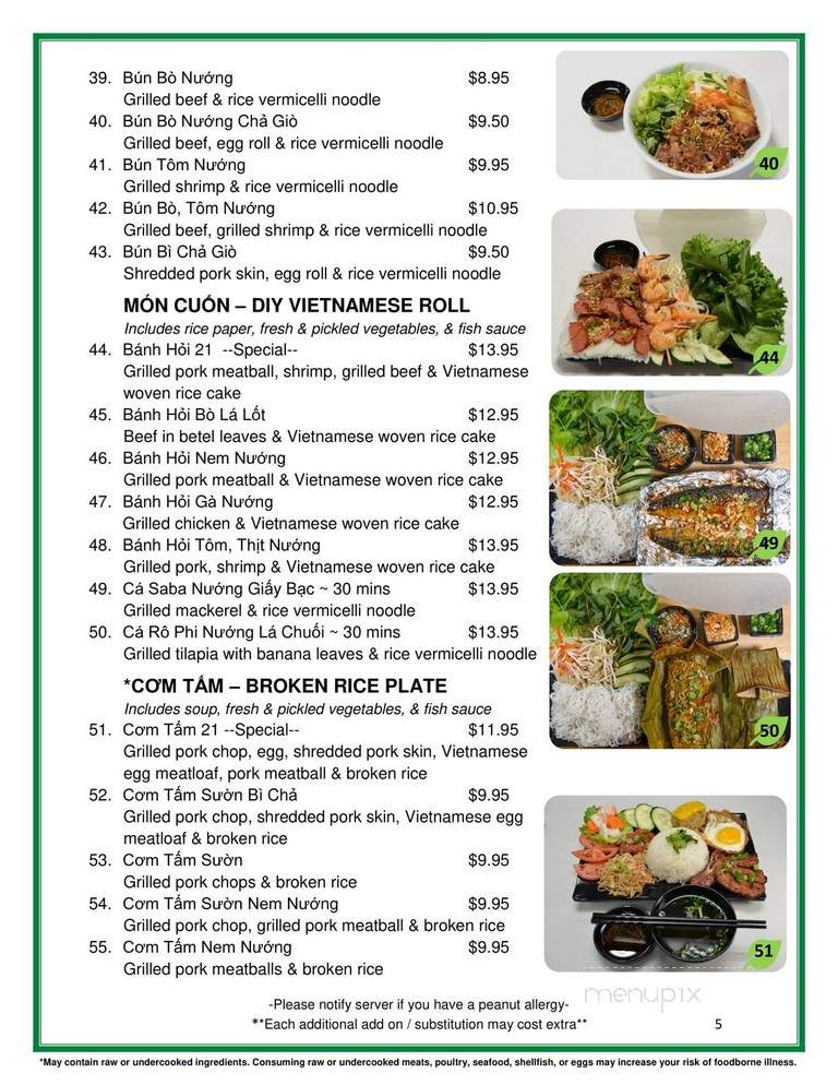 Pho 21 - Indianapolis, IN menu_pic