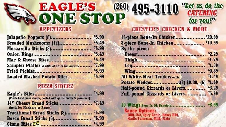 Eagle's One Stop Pizza - Fremont, IN menu_pic