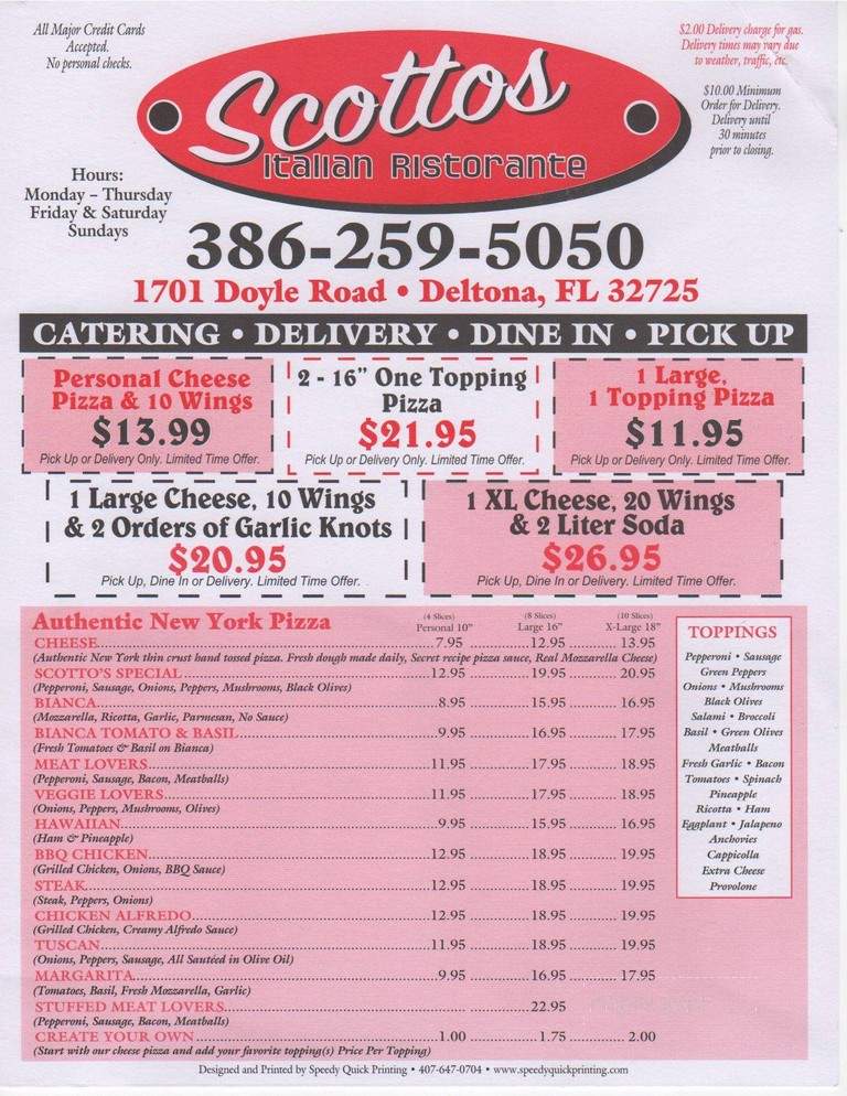 Scottos Italian Ristorante - Deltona, FL menu_pic