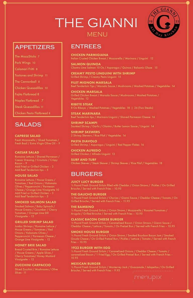 The Gianni 1933 - Coral Springs, FL menu_pic