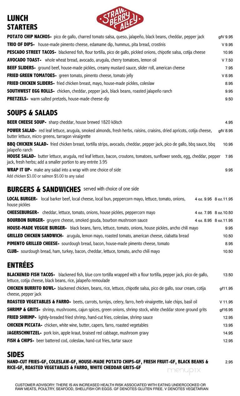 Strawberry Alley Ale Works - Clarksville, TN menu_pic