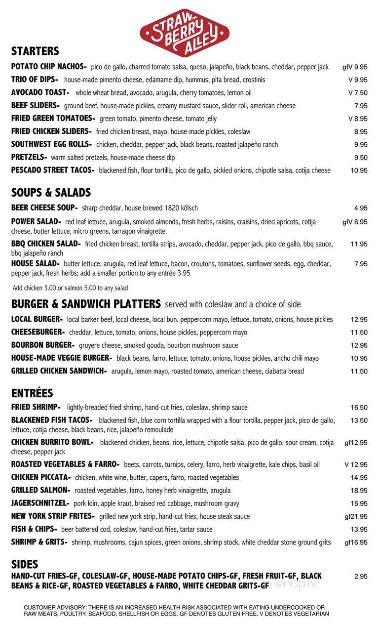 Strawberry Alley Ale Works - Clarksville, TN menu_pic