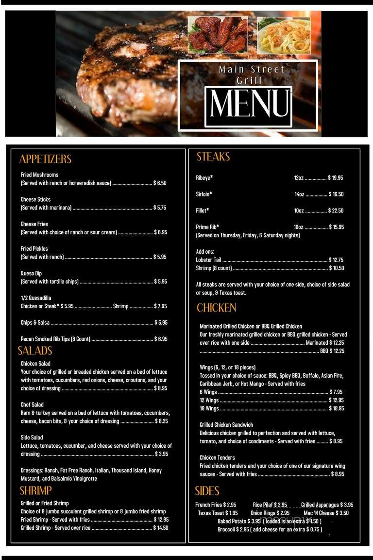 Main Street Grill - Medina, TN menu_pic
