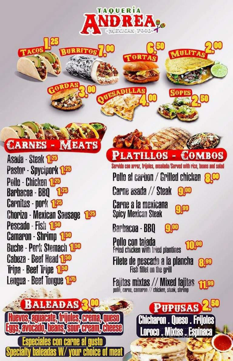 Panaderia Y Taqueria Andrea - Nashville, TN menu_pic