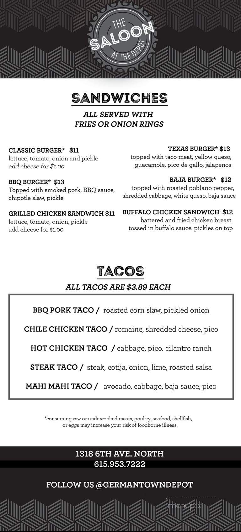 Germantown Depot - Nashville, TN menu_pic