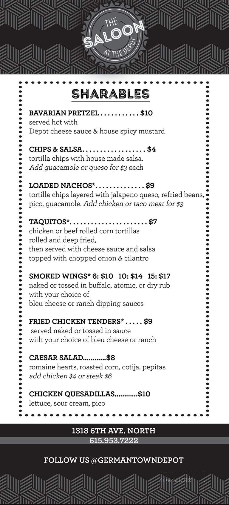 Germantown Depot - Nashville, TN menu_pic