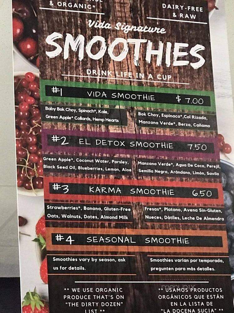 Vida Health Bar - Yakima, WA menu_pic