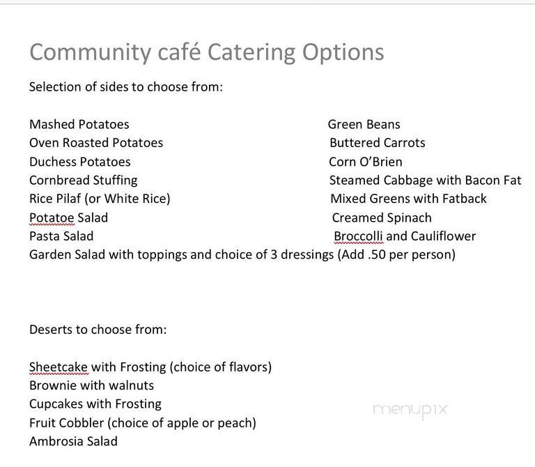 Community Cafe - Erwin, NC menu_pic
