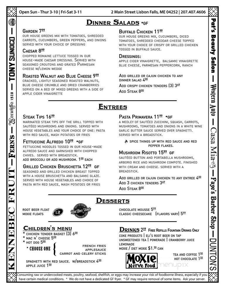 Frank's Restaurant & Pub - Lisbon Falls, ME menu_pic