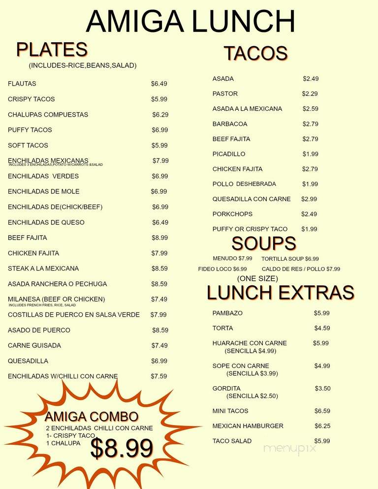 Amiga Cafe - San Antonio, TX menu_pic