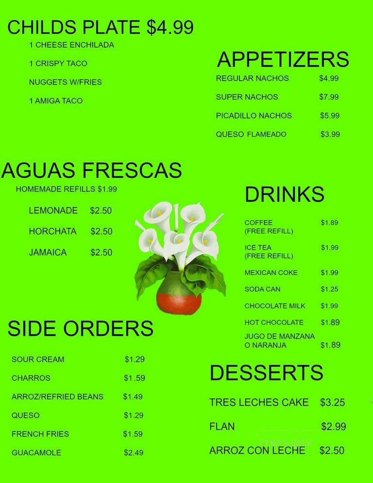 Amiga Cafe - San Antonio, TX menu_pic