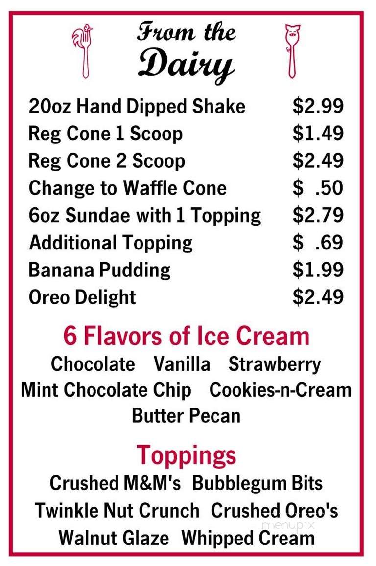 Sally Mae's Kitchen - Brooklet, GA menu_pic