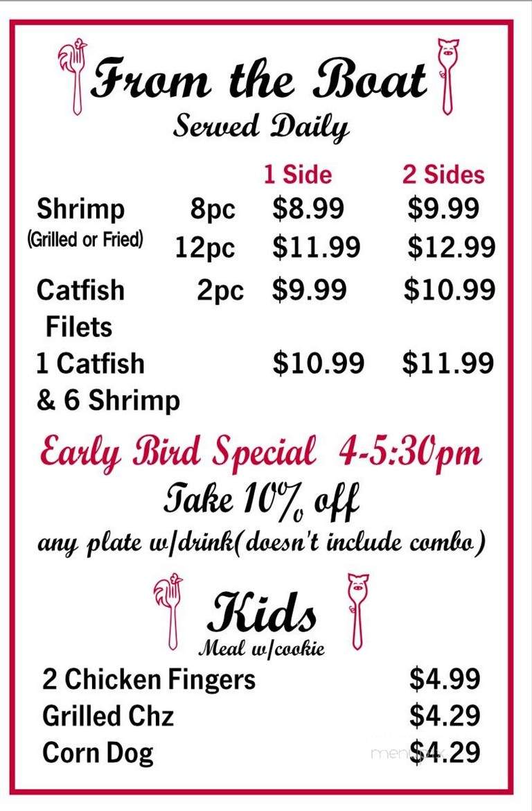 Sally Mae's Kitchen - Brooklet, GA menu_pic