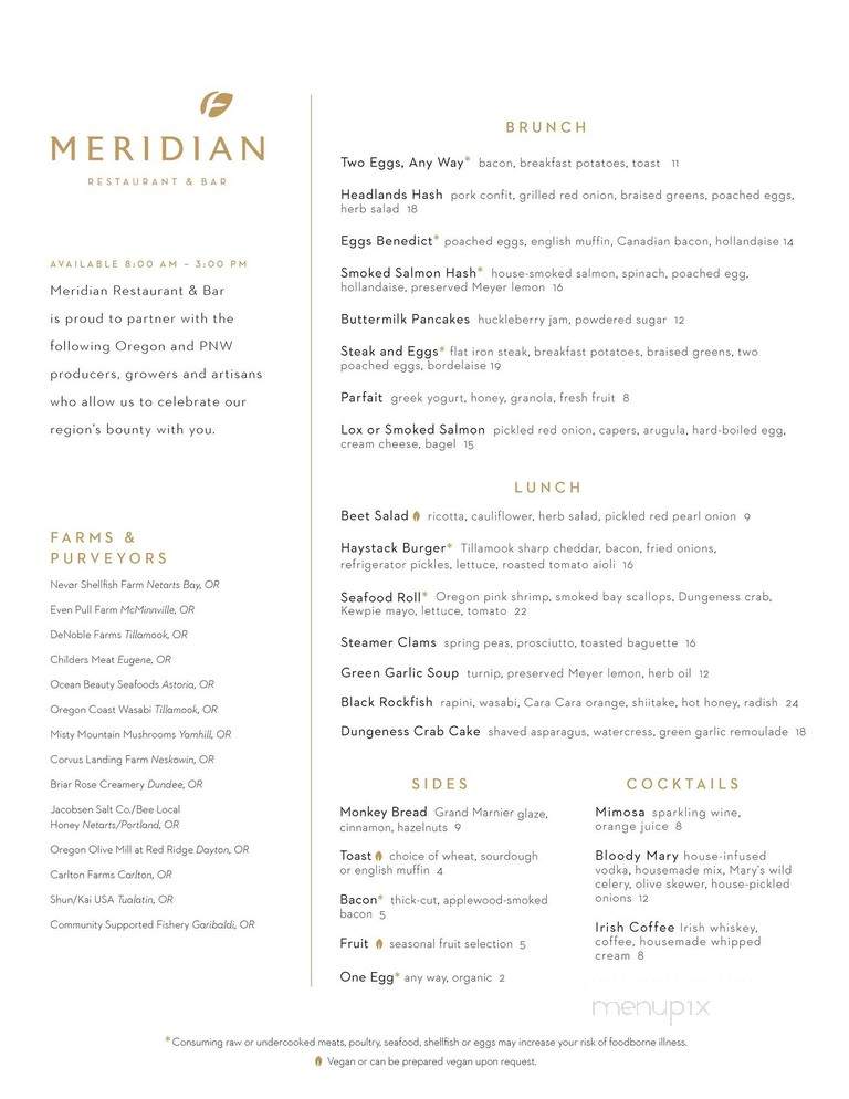 Meridian Restaurant & Bar - Pacific City, OR menu_pic