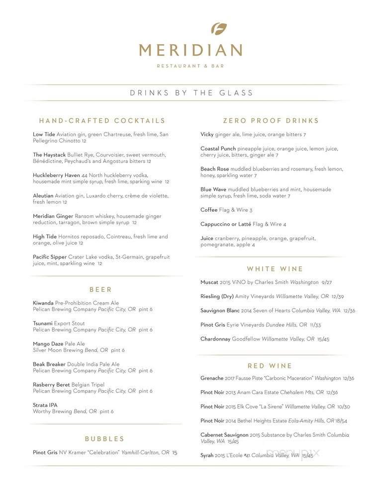 Meridian Restaurant & Bar - Pacific City, OR menu_pic