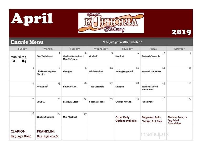 Sweet Euphoria Bake Shoppe - Clarion, PA menu_pic
