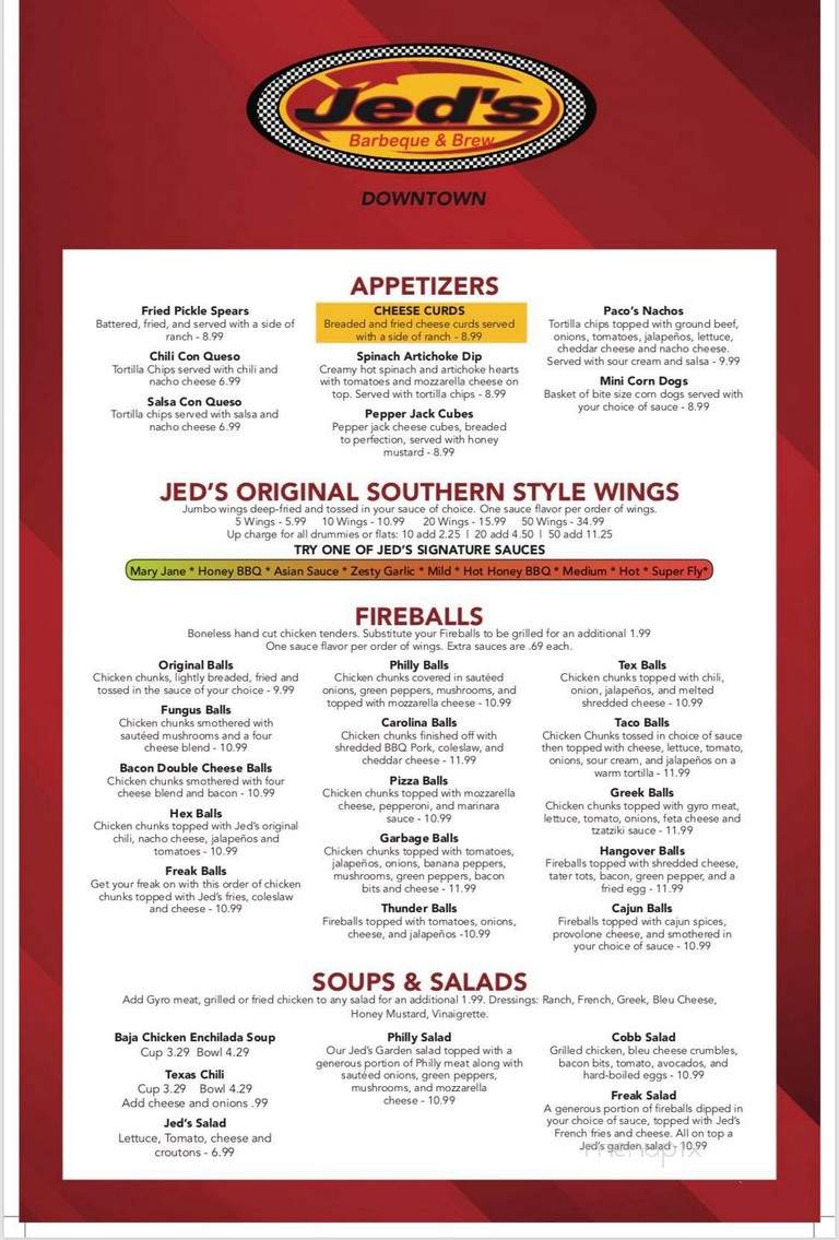 Jed's Downtown Barbeque & Brew - Toledo, OH menu_pic