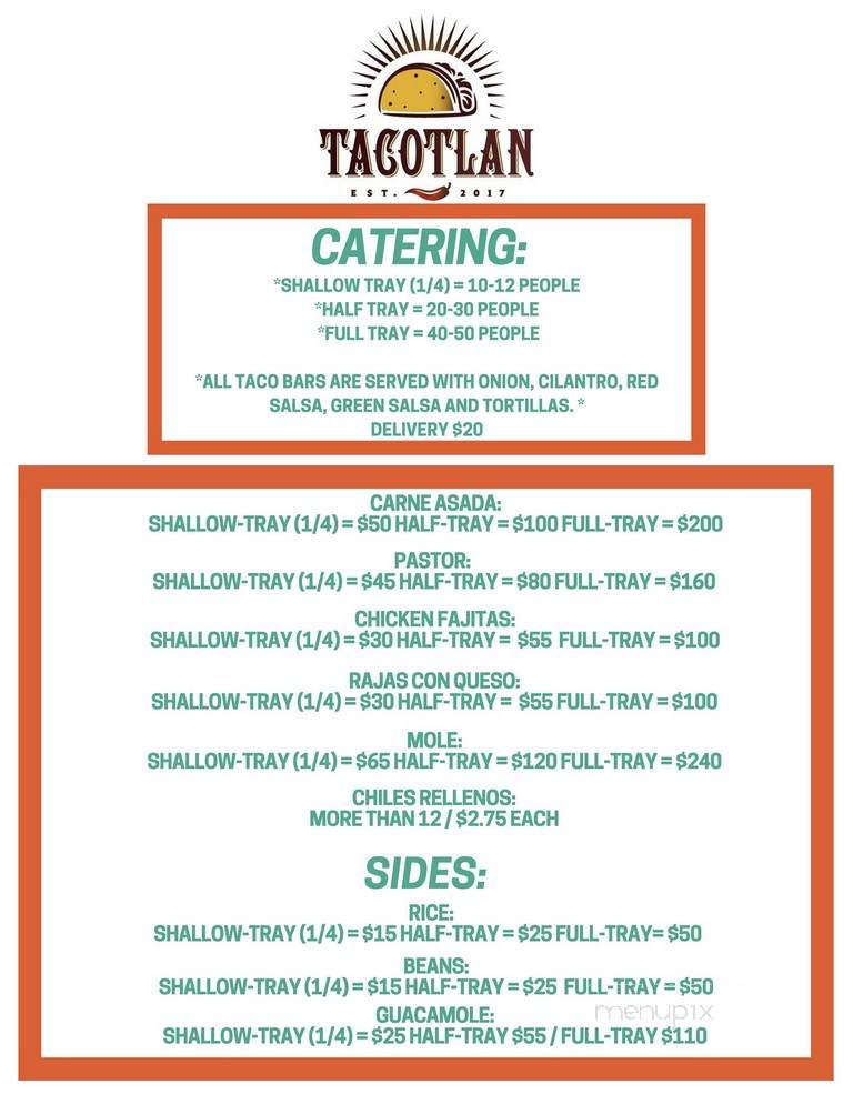 Tacotlan - Chicago, IL menu_pic
