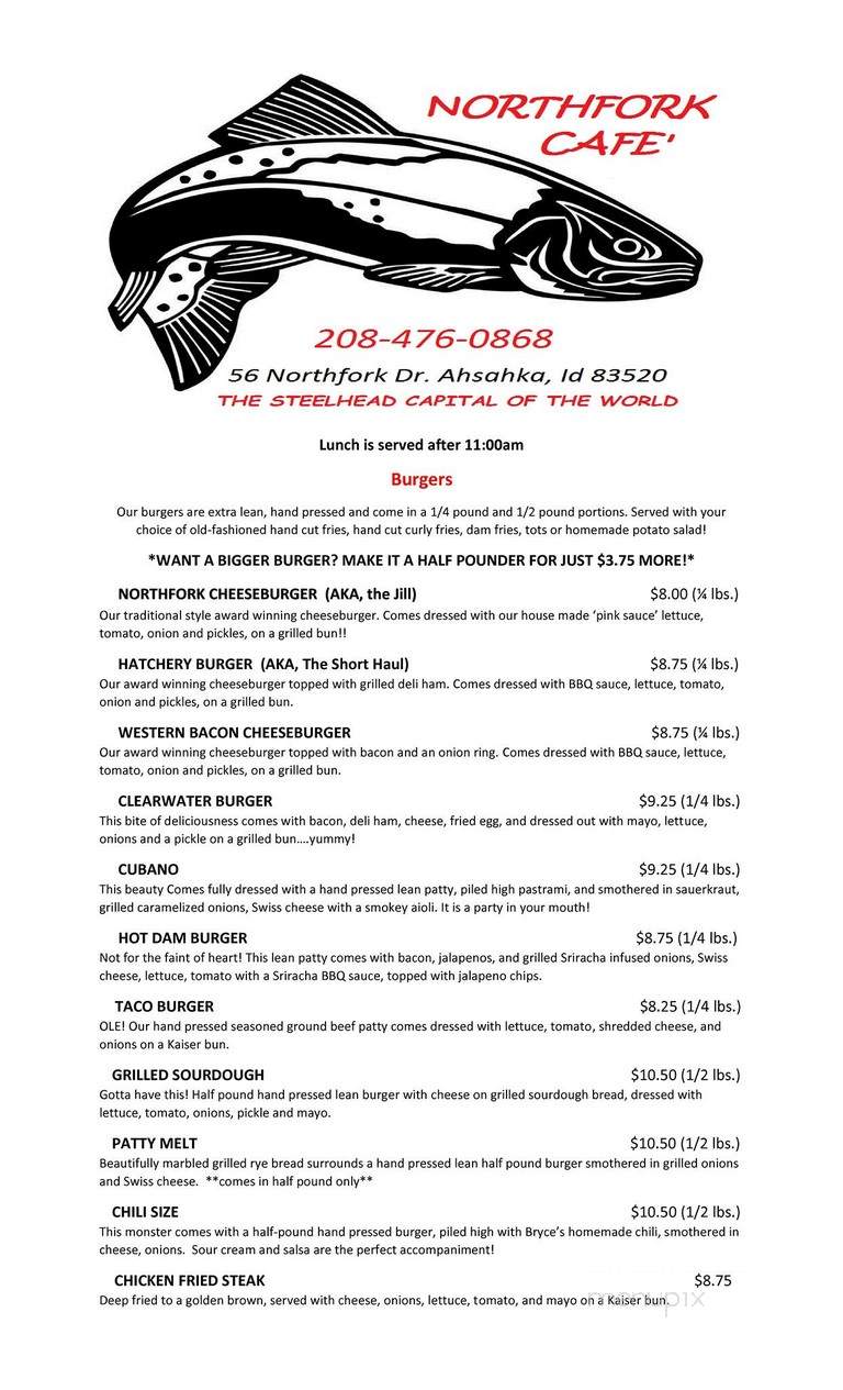 Northfork Cafe - Ahsahka, ID menu_pic